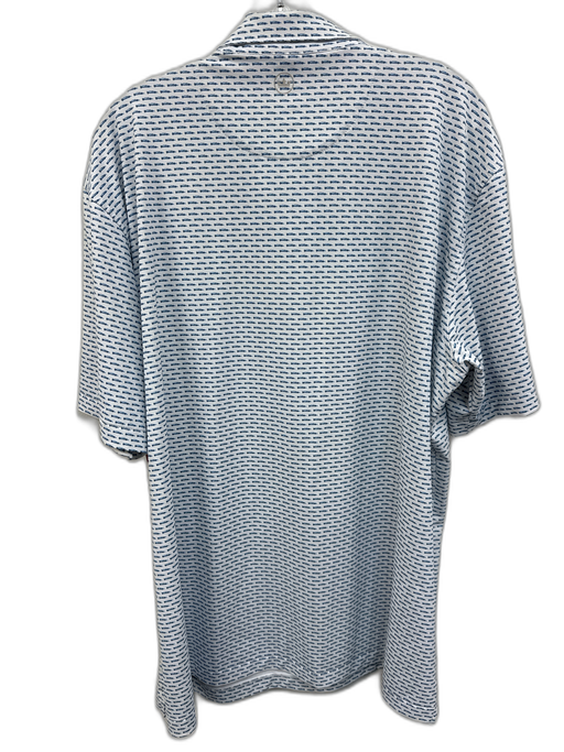 Peter Millar Size XXL Blue & White Synthetic Cars Polo Athleisure Short Sleeve Blue & White / XXL