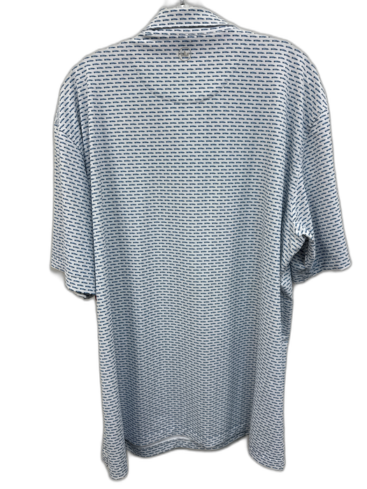 Peter Millar Size XXL Blue & White Synthetic Cars Polo Athleisure Short Sleeve Blue & White / XXL