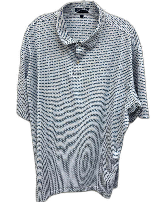Peter Millar Size XXL Blue & White Synthetic Cars Polo Athleisure Short Sleeve Blue & White / XXL