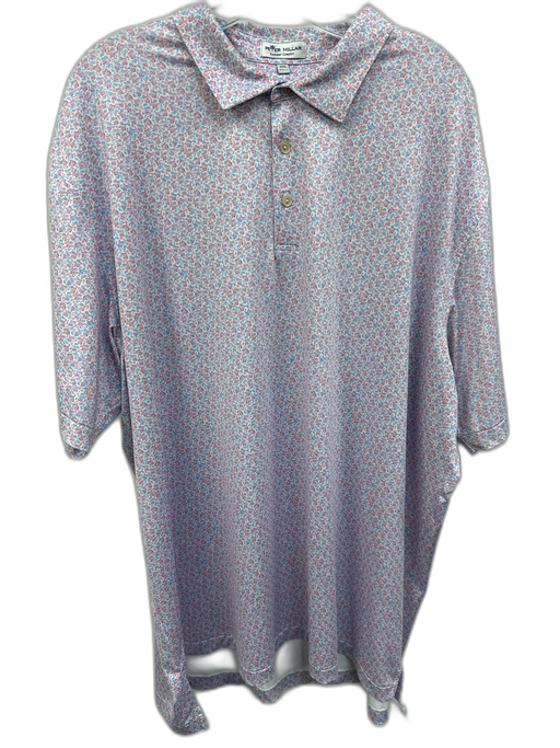 Peter Millar Size XXL Red & Blue Synthetic cUPS Polo Athleisure Short Sleeve Red & Blue / XXL