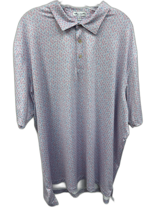 Peter Millar Size XXL Red & Blue Synthetic cUPS Polo Athleisure Short Sleeve Red & Blue / XXL