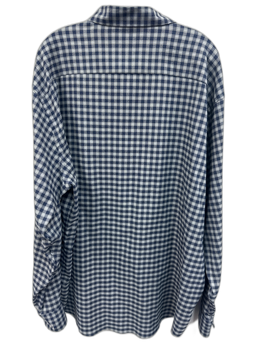 Peter Millar Size XXL Navy & Gray Wool Blend Plaid Flannel Long Sleeve Shirt Navy & Gray / XXL