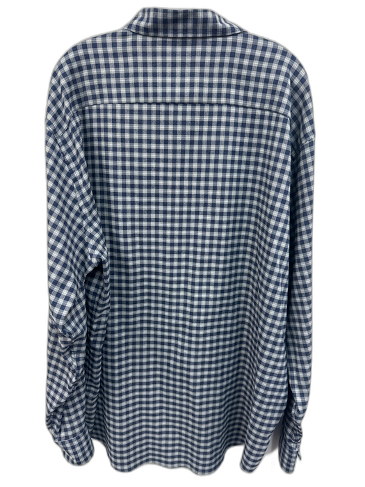 Peter Millar Size XXL Navy & Gray Wool Blend Plaid Flannel Long Sleeve Shirt Navy & Gray / XXL