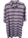 Johnnie O Size XXL Blue & Red Synthetic Striped Polo Athleisure Short Sleeve Blue & Red / XXL