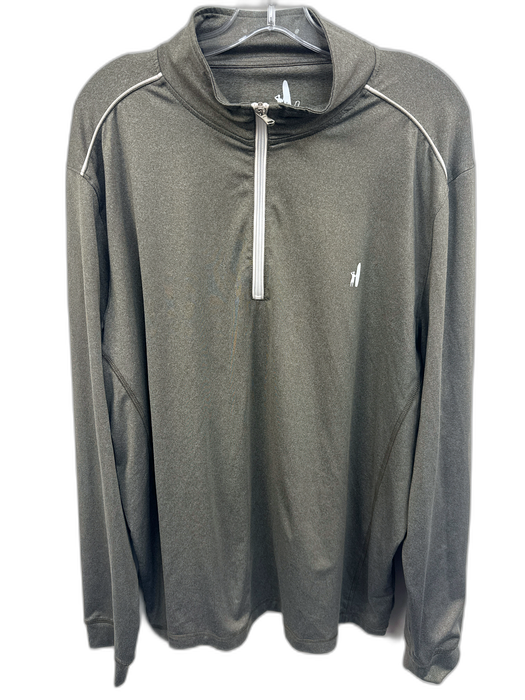 Johnnie O Size XXL Gray Synthetic Heathered Quarter Zip Men's Long Sleeve Shirt Gray / XXL