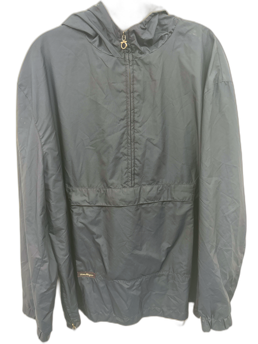 Ferragamo Size 54 Navy Synthetic Solid Quarter Zip Windbreaker Men's Jacket Navy / 54