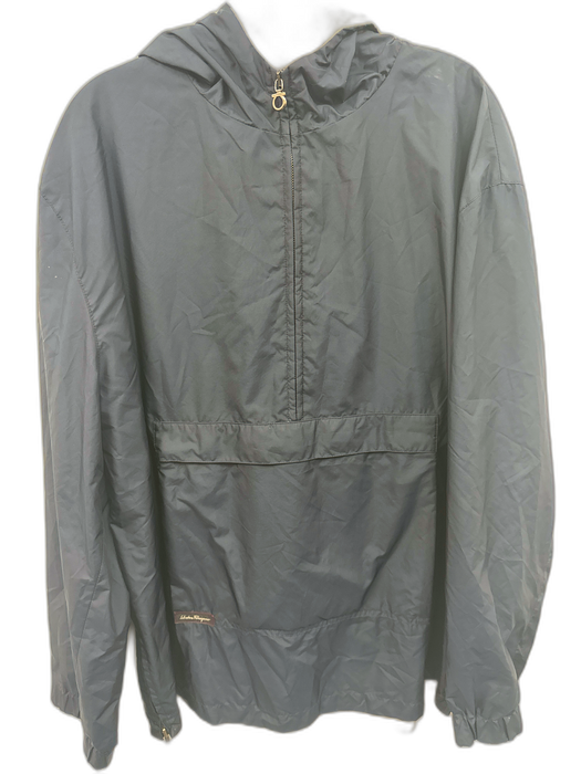 Ferragamo Size 54 Navy Synthetic Solid Quarter Zip Windbreaker Men's Jacket Navy / 54