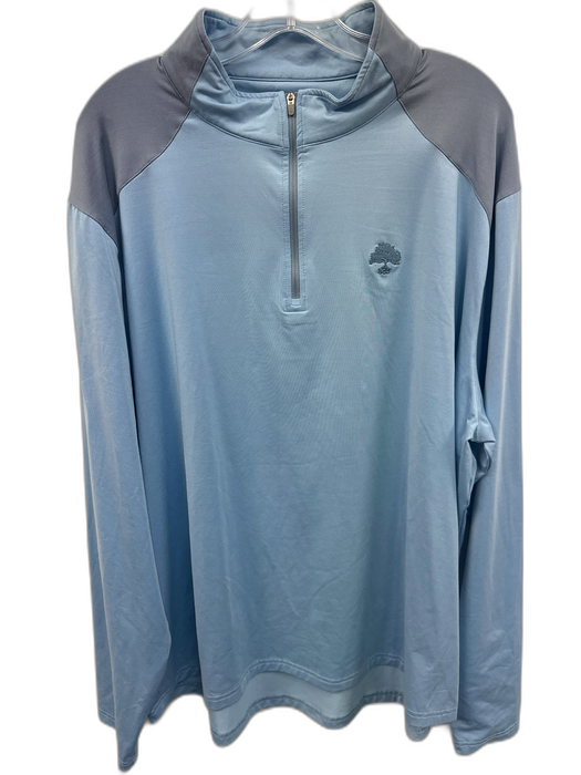 Peter Millar Size XXL Light blue Synthetic Solid Quarter Zip Long Sleeve Shirt Light blue / XXL