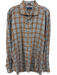 Peter Millar Size XL Tan & Gray Print Cotton Plaid Button Up Long Sleeve Shirt Tan & Gray Print / XL