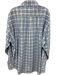 Peter Millar Size XXL Blue & White Cotton Plaid Button Up Long Sleeve Shirt Blue & White / XXL