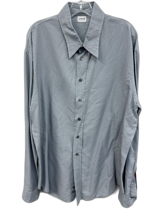Armani Size XXL Gray Cotton Blend Abstract Button Up Men's Long Sleeve Shirt Gray / XXL