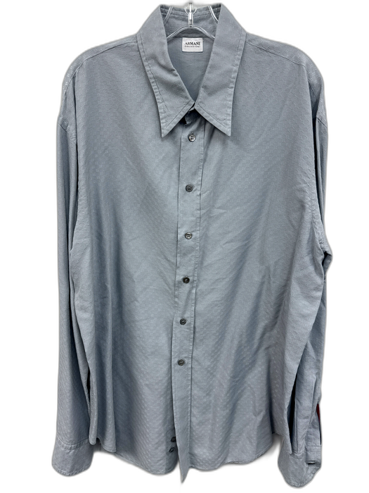 Armani Size XXL Gray Cotton Blend Abstract Button Up Men's Long Sleeve Shirt Gray / XXL