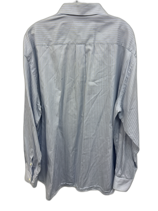 Armani Size 18 Blue & White Cotton Striped Button Up Men's Long Sleeve Shirt Blue & White / 18