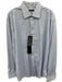 Valentino NWT Size 17.5 Blue & White Cotton Striped Button Up Long Sleeve Shirt Blue & White / 17.5