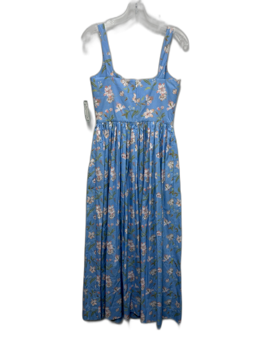 Coco Shop Size S Light Blue & Multi Cotton Floral Sleeveless Back Zip Dress Light Blue & Multi / S
