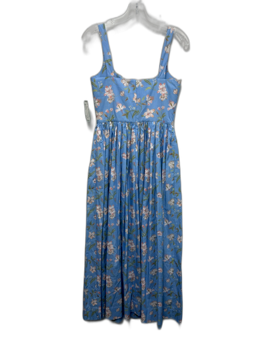 Coco Shop Size S Light Blue & Multi Cotton Floral Sleeveless Back Zip Dress Light Blue & Multi / S