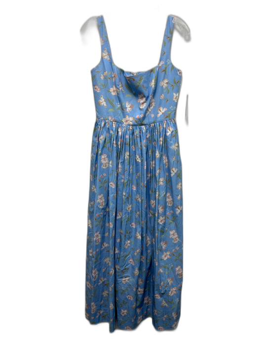 Coco Shop Size S Light Blue & Multi Cotton Floral Sleeveless Back Zip Dress Light Blue & Multi / S