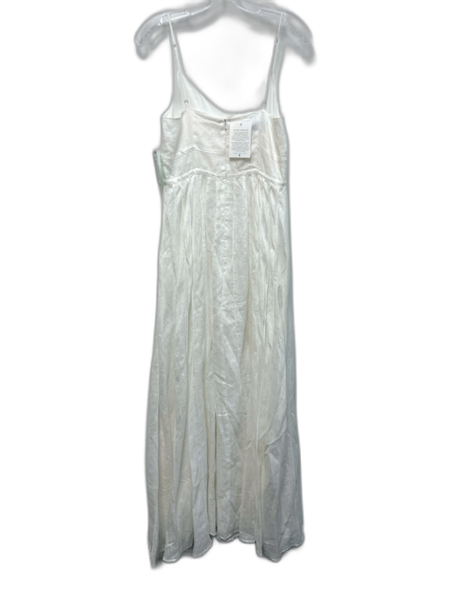 Island Compamy Size S White Linen Spaghetti Strap V Neck Gathered Waist Dress White / S