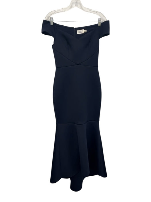 Eliza J Size 4P Navy Blue Polyester Blend Off Shoulder Sweetheart Neck — Labels Resale Boutique