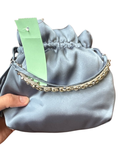 Marella Slate Blue Sateen Rhinestone Handle Drawstring Bag Slate Blue / XS