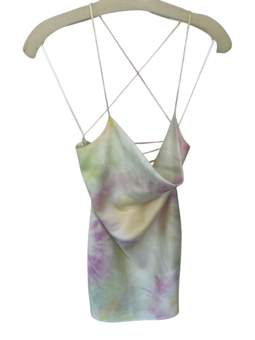 Zara Size M Pastels Polyester Spaghetti Strap Tie Dye Cowl neck Mini Dress Pastels / M
