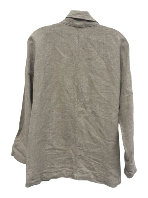 Eileen Fisher Size XS Beige Linen Open Front Shawl Collar Pockets Jacket Beige / XS