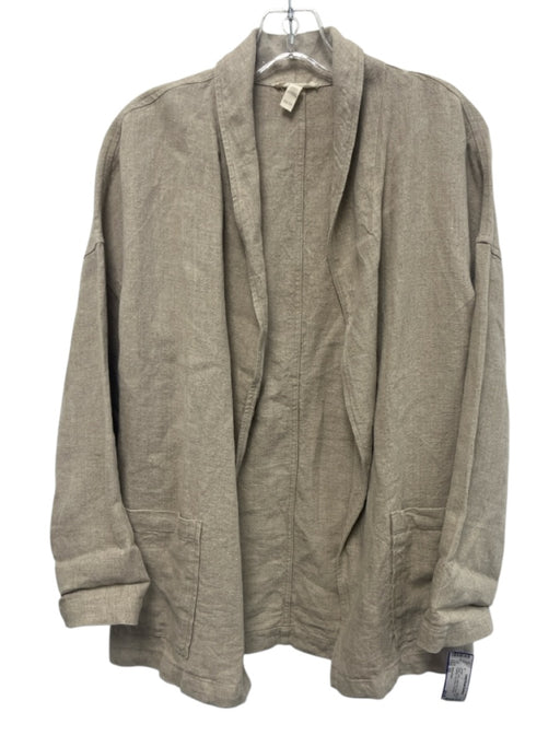 Eileen Fisher Size XS Beige Linen Open Front Shawl Collar Pockets Jacket Beige / XS