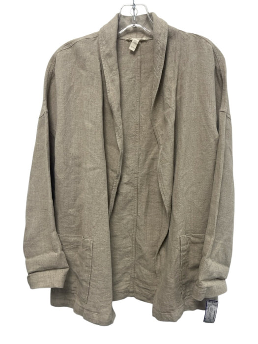 Eileen Fisher Size XS Beige Linen Open Front Shawl Collar Pockets Jacket Beige / XS