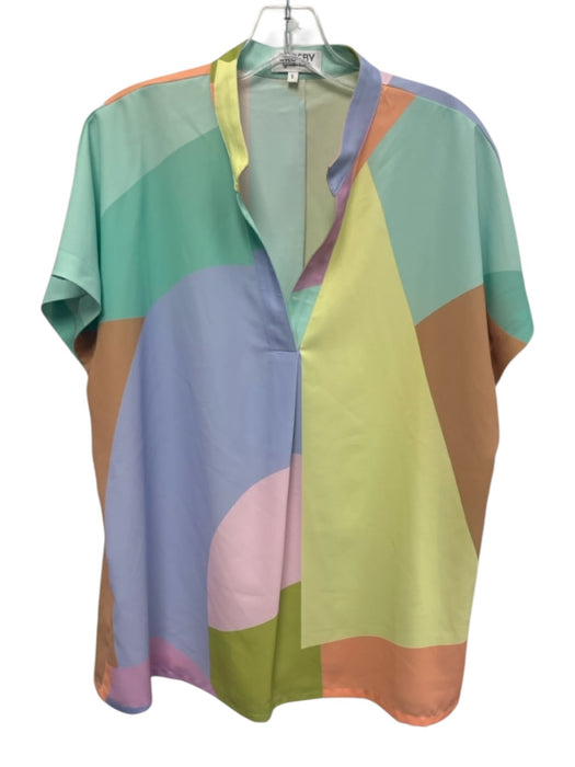 Crosby Size S Pastel Purple, Yellow, Multi Polyester Abstract Color Block Top Pastel Purple, Yellow, Multi / S
