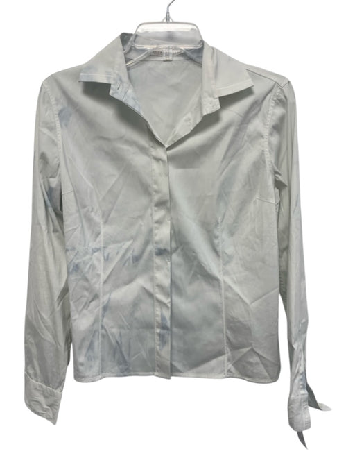 Brunello Cucinelli Size M White & Blue Cotton Blend Button Collar Tie Dye Top White & Blue / M