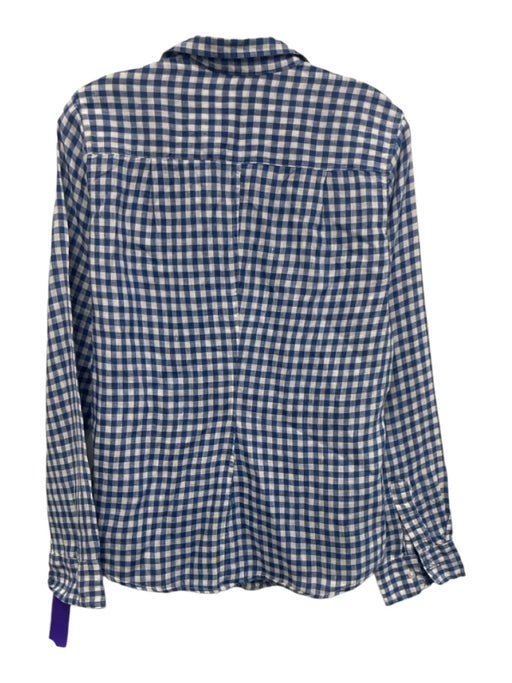 Frank & Eileen Size M Blue & White Linen Button Gingham Long Sleeve Top Blue & White / M