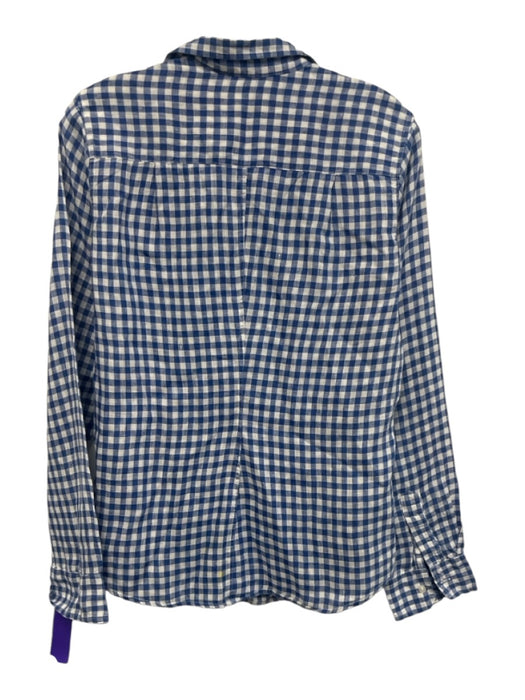 Frank & Eileen Size M Blue & White Linen Button Gingham Long Sleeve Top Blue & White / M