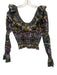Cleobella Size S Purple, Black, Yellow Cotton Smocked Ruffle Detail Abstract Top Purple, Black, Yellow / S