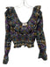 Cleobella Size S Purple, Black, Yellow Cotton Smocked Ruffle Detail Abstract Top Purple, Black, Yellow / S