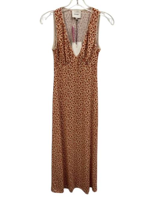 Reformation Size XS Red, Orange, White Tencel V Neck Butterflies Maxi Dress Red, Orange, White / XS