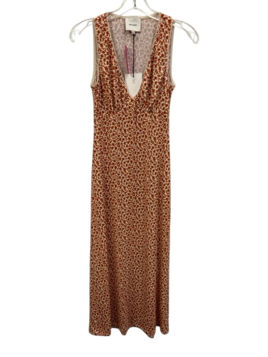 Reformation Size XS Red, Orange, White Tencel V Neck Butterflies Maxi Dress Red, Orange, White / XS