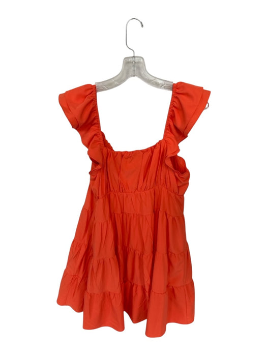 endless rose Size S Tangerine Polyester Mini V Cut Flutter Sleeve Tiered Dress Tangerine / S