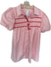 TCEC Size Est S Pink & Red Cotton Short Balloon Sleeve Ribbon Detail Dress Pink & Red / Est S