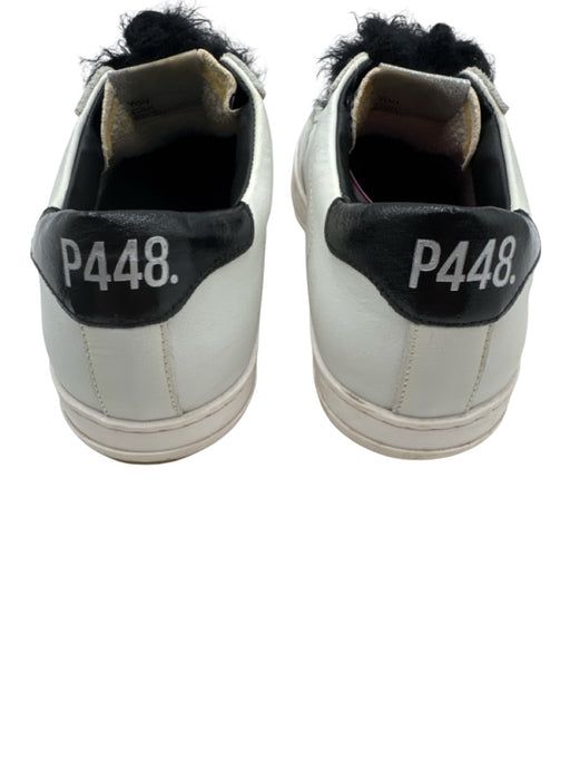 P448 Shoe Size 41 White & Black Leather Lace Up Print Detail Round Toe Shoes White & Black / 41