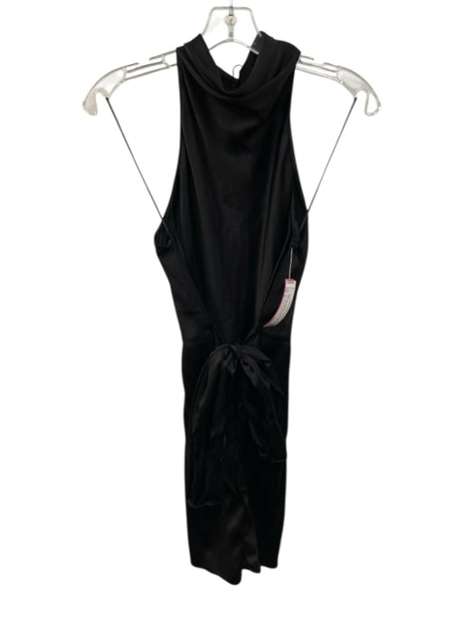 Amanda Uprichard Size S Black Silk Sleeveless Hook Clasp Tie Waist Satin Dress Black / S