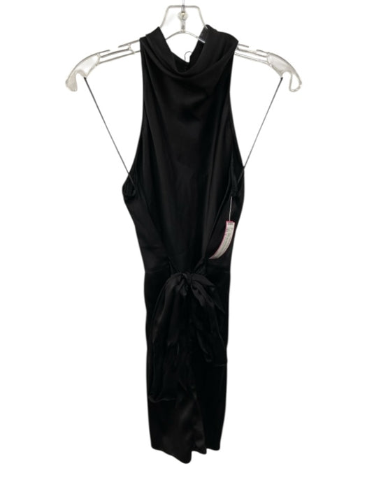 Amanda Uprichard Size S Black Silk Sleeveless Hook Clasp Tie Waist Satin Dress Black / S