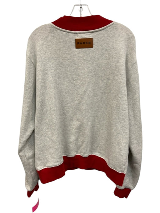 Parke Size S/M Gray Cotton Red Contrast Details Mock Neck Sweatshirt Gray / S/M