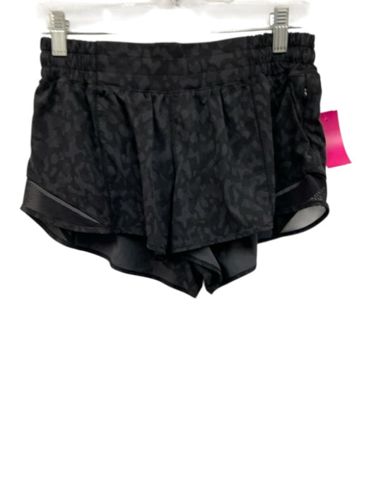 Lululemon Size 8 Black Poly Blend Elastic Waist Athletic Camo Shorts Black / 8
