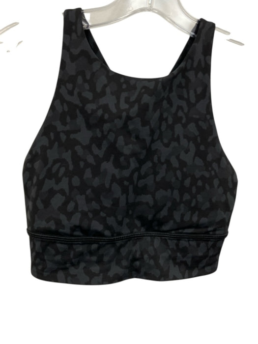 Lululemon Size 6 Black Synthetic Cross Back Camo Athletic Top Black / 6