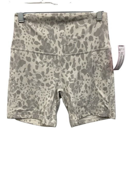 Lululemon Size 6 White & Grey Poly Blend Elastic Waist Athletic Printed Shorts White & Grey / 6