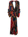 Farm Rio Size XS Black, Red & Multi Viscose Long Balloon Sleeve Abstract Dress Black, Red & Multi / XS