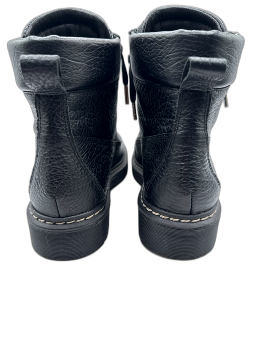 Prune Shoe Size 9 Black & Silver Leather Round Toe Zip Detail Lace Detail Boots Black & Silver / 9