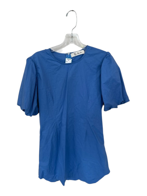 Size M Blue Cotton Short Balloon Sleeve Back Zip Dress Blue / M