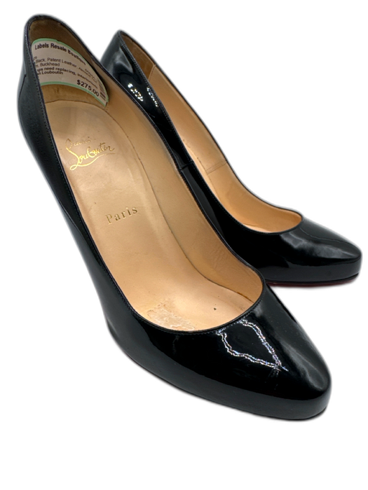 Christian Louboutin Shoe Size 41.5 Black Patent Leather Almond Toe Pumps Black / 41.5