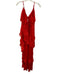 Alice + Olivia Size 4 Red Polyester Spaghetti Strap Tiered Ruffle Maxi Dress Red / 4